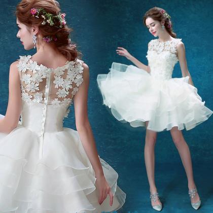 Hd80524 White Homecoming Dress,appliques..