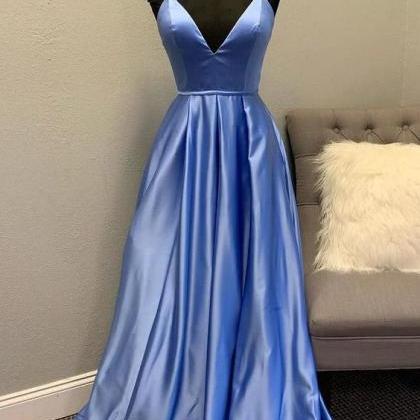 Pd90401 Blue Prom Dress,satin Evening..