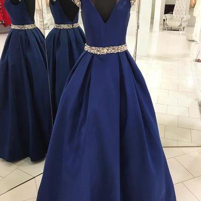 Pd90404 Blue Prom Dress,satin Evening..