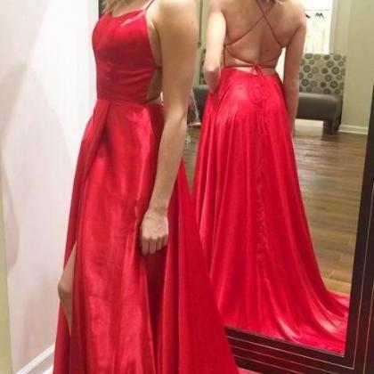 Pd90407 Red Prom Dress,Satin Evenin..
