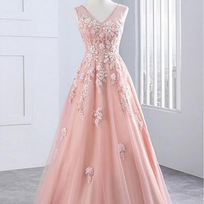 Pd90913 Pink Prom Dress,Tulle Weddi..
