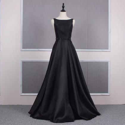 Black Prom Dresses For Women 2022 Satin A-line..