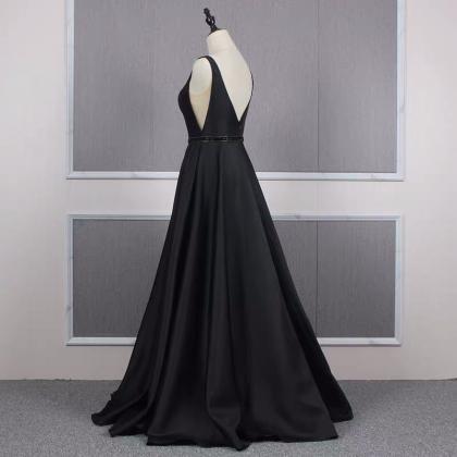 Black Prom Dresses For Women 2022 Satin A-line..