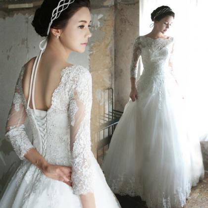 Wd141 Romantic Wedding Dress Half-sleeve Wedding..