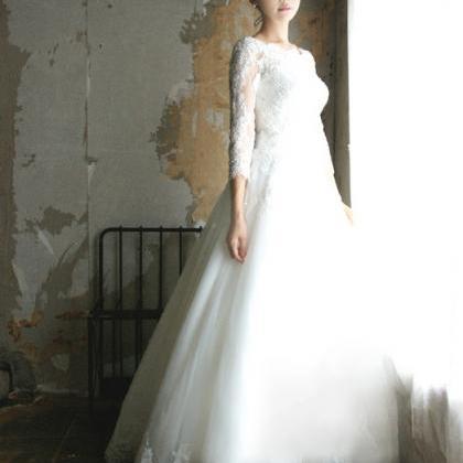 Wd141 Romantic Wedding Dress Half-sleeve Wedding..