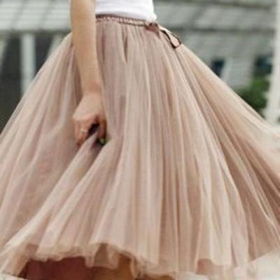 S-3 Fashion Street Style Skirt,Tulle Skirt,Charming Women Skirt,spring Autumn Skirt ,A-Line Skirt