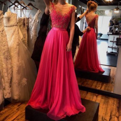  Pd407 Charming Prom Dress,Appliques Prom Dress,A-Line Prom Dress,Chiffon Prom Dress,Long Prom Dress 