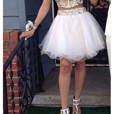 Bd07153 Charming Homecoming Dress,Two pieces Homecoming Dress,Organza Homecoming Dress, Beading Short Prom Dress
