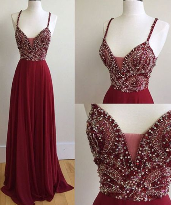 Pd70917 Charming Prom Dress,beading Prom Dress, A-line Prom Dress,spaghetti Straps Evening Dress