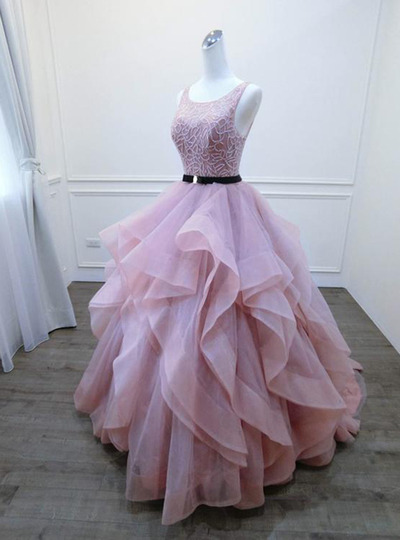Pd803011 Charming Prom Dress,tulle Evening Dresses,lace Prom Dresses,o-neck Prom Gown