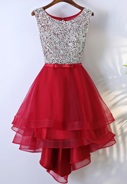 Hd80517 Red Homecoming Dress,beading Graduation Dress,o-neck Homecoming Dress,tulle Graduation Dress