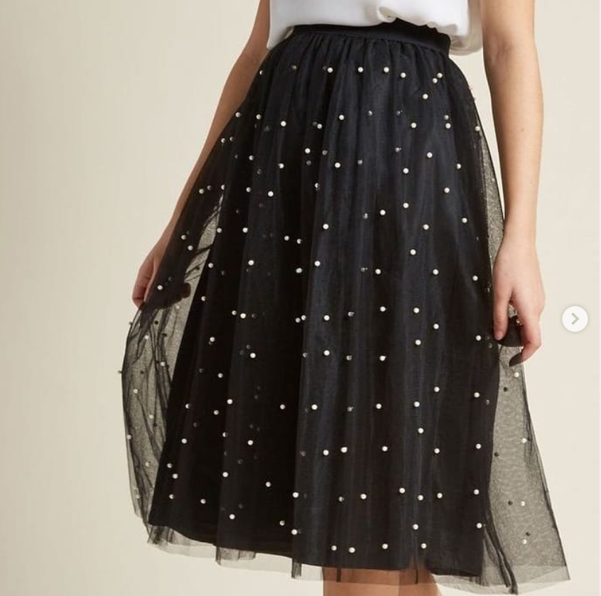 S-91002 Black Street Style Skirt,Tulle Skirt,Beading Women Skirt,spring Autumn Skirt ,Custom Skirt