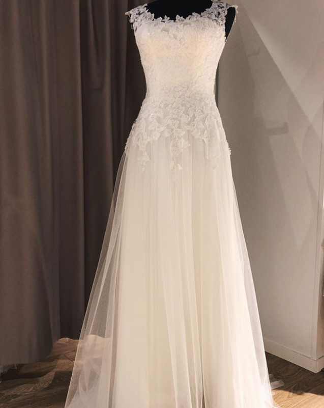 Pd91238 Romantic Wedding Dress,Tulle Wedding Dresses,Appliques Prom Dresses,A-Line Prom Gown