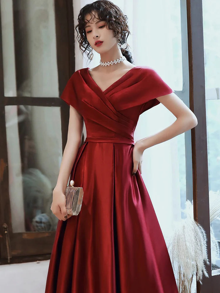 stunning red party dress Beautiful Red Satin and Lace High Low Round Neckline Party Dress, Red