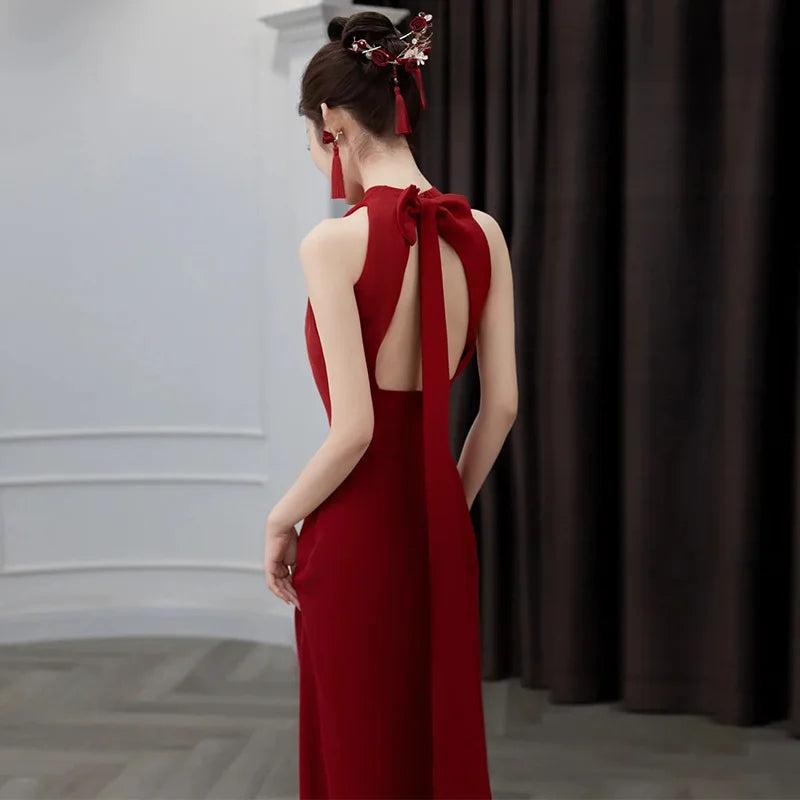 strapless open back dress Sheath Round Neck Open Back Red Spandex Prom Dress with Beading PG606
