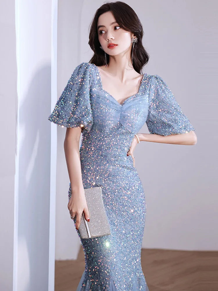 sequin puff sleeve midi dress CELIA B Magenta Sequin Puff Sleeve Midi Dress (Sz.XS)