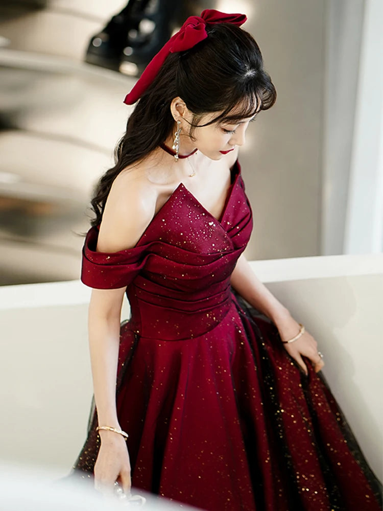 off the shoulder burgundy dress Short Prom Dresses, Wine Red Short Homecoming Graduation Dresses, US 14 / Custom Color / No Rush seamed bodice (with hidden no Simple Burgundy Short Homecoming Dresses