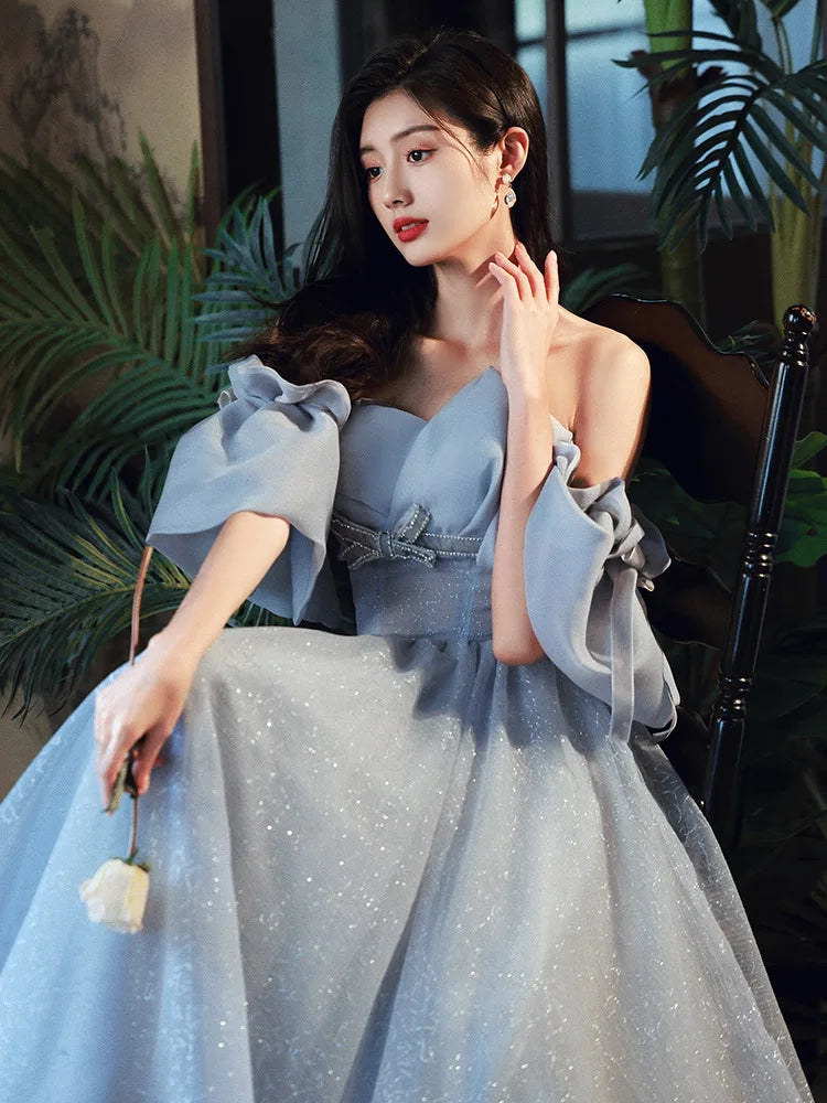 green emerald velvet dress Sparkling Sequin Prom Dress with Flowy Skirt_NX G1354 main image 0