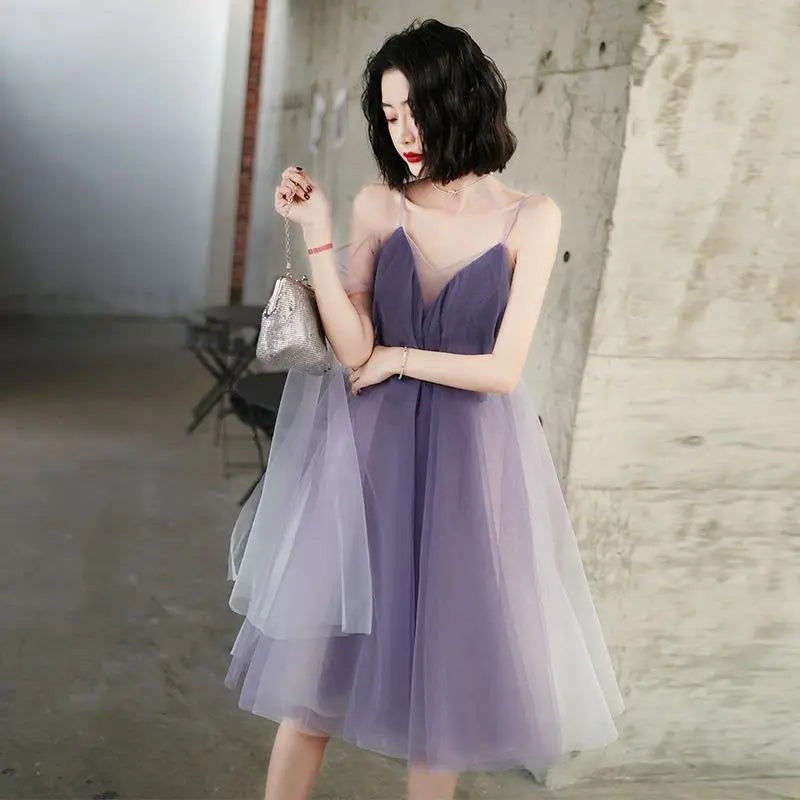 midi a line v neck tulle dress Long Sleeve Midi Tulle A main image 1