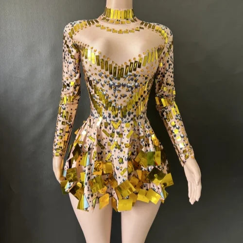 Stunning Gold Sequin Long Sleeve Party Dress on Luulla