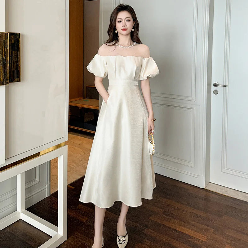 off the shoulder formal midi dress Off-Shoulder Taffeta Midi Dress – John Paul Ataker
