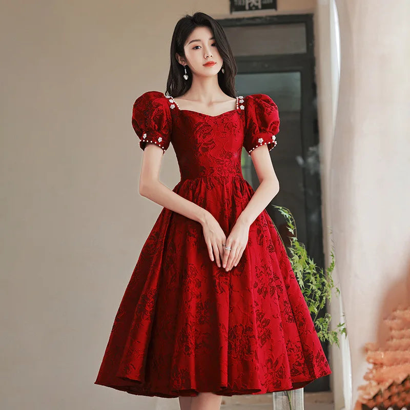 elegant puff sleeve dress Sofia Smocked Puff Sleeve Dress M / Floral Print / Final Sale
