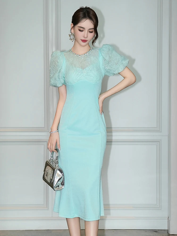 traditional dresses with lace Long Lace Sleeve Black Evening Dress – The Dress Outlet main image 0
