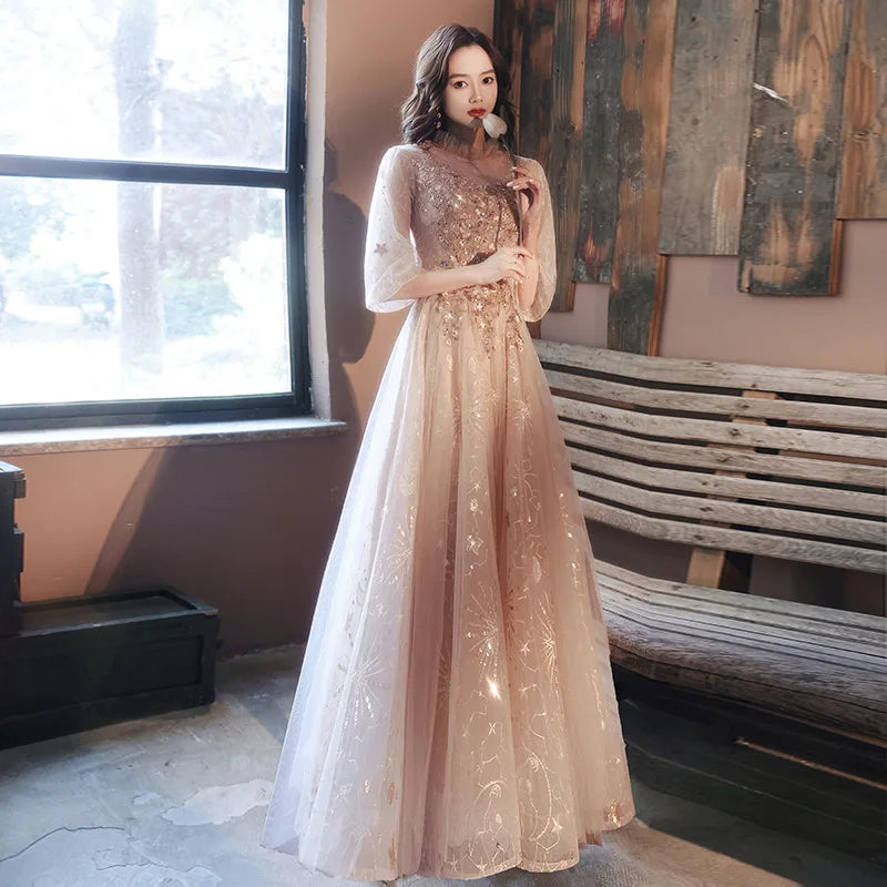 Sparkling Evening Gown With Long Flowy Sleeves on Luulla