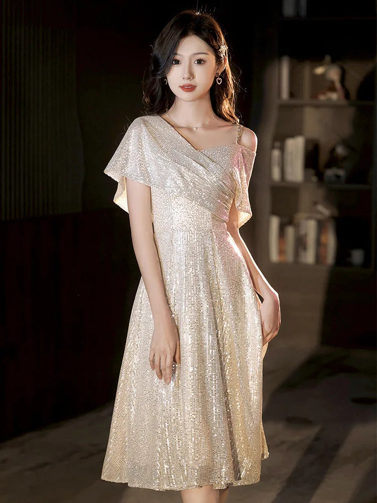 slim fit dress slacks SATIN OVERLAY METALLIC DRESS | CULT MIA main image 0