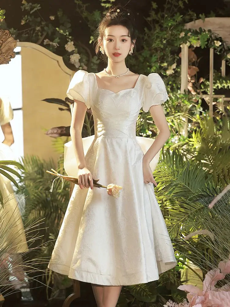 regal romance sage floral jacquard pleated satin midi dress COCOMELODY Ball Gown Court Train Jacquard Satin Floral Wedding Dresses CW3533, 45 Days / Ivory / US16-UK18-EUR46
