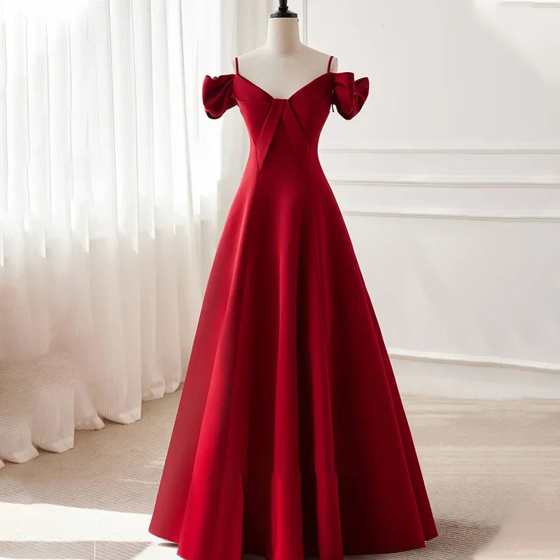off shoulder balloon sleeve dress Puffy Sleeves Off Shoulder Satin Prom Dresses Ball Gowns