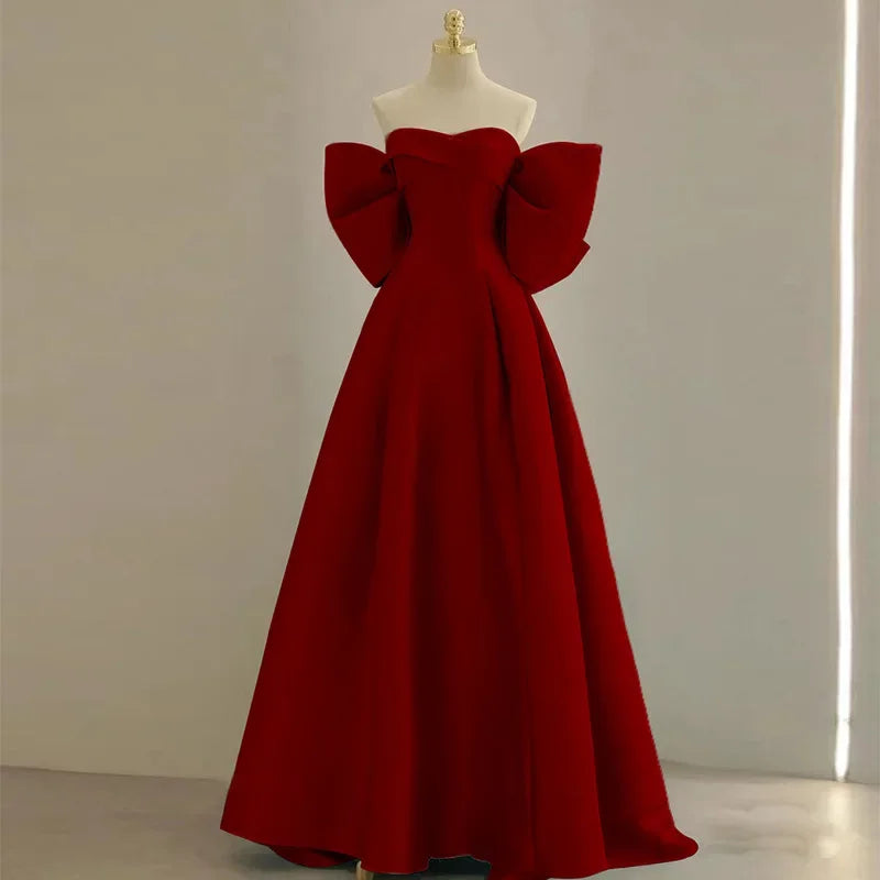 Strapless Red Evening Gown With Dramatic Sleeves Prom Dresses Long 2025 For  Women on Luulla