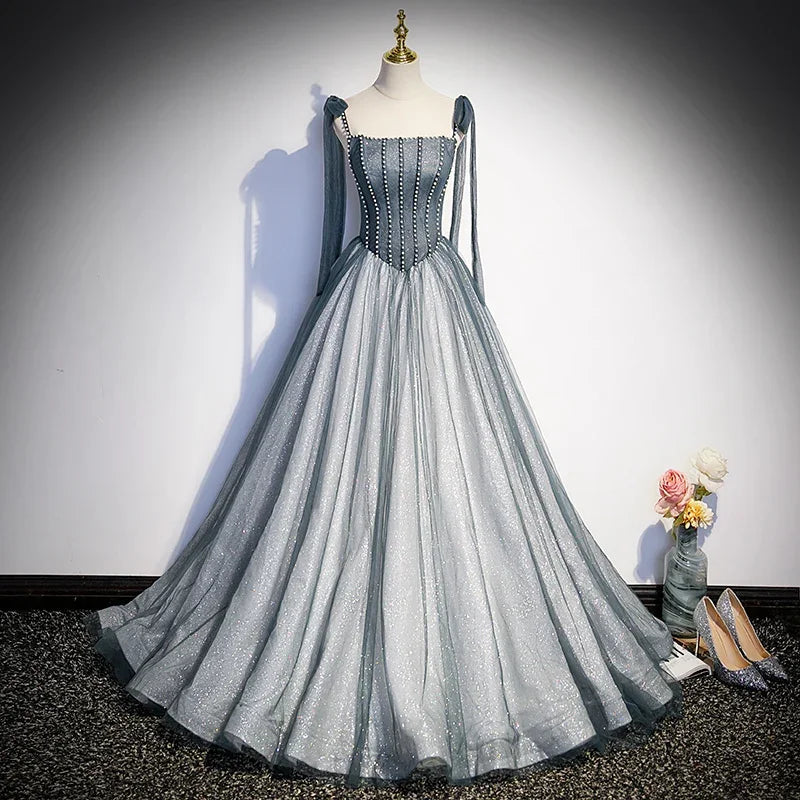 Grey Prom Dresses Long For Women 2025 Sparkling Gray Corset Ball Gown Long  Dress on Luulla