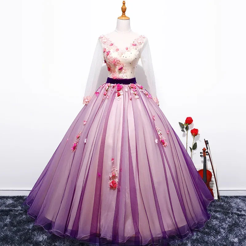 Floral Beaded Gown With Tulle Skirt Overlay 2025 Prom Dresses Long For  Women on Luulla