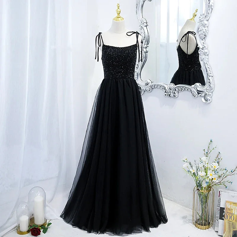 Black Sleeveless Gown With Sequin 2025 Prom Dresses Long For Women