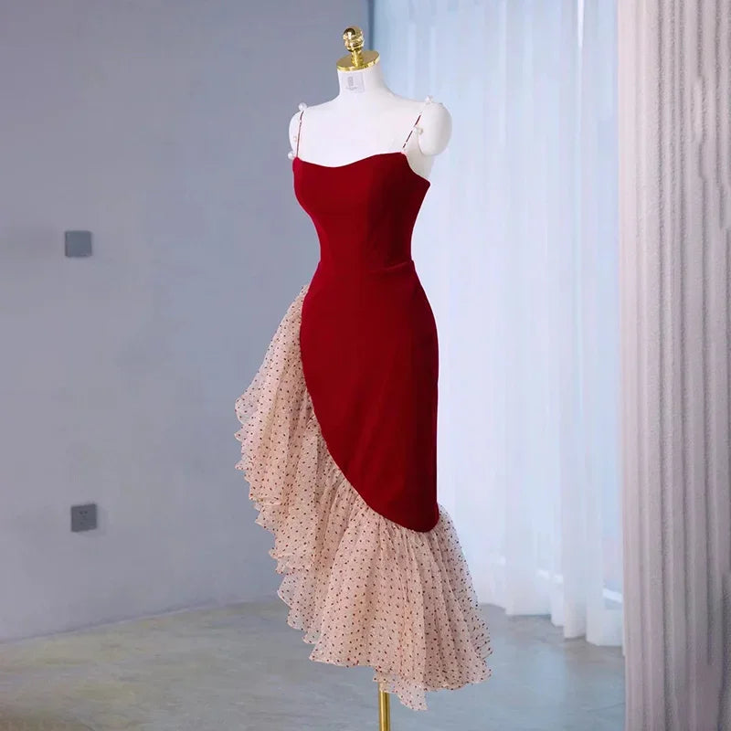 asymmetrical hoco dress with drape Cute Ball Gown Asymmetrical Sequined Knee-length Sleeveless Open Back Homecoming Dress main image 1