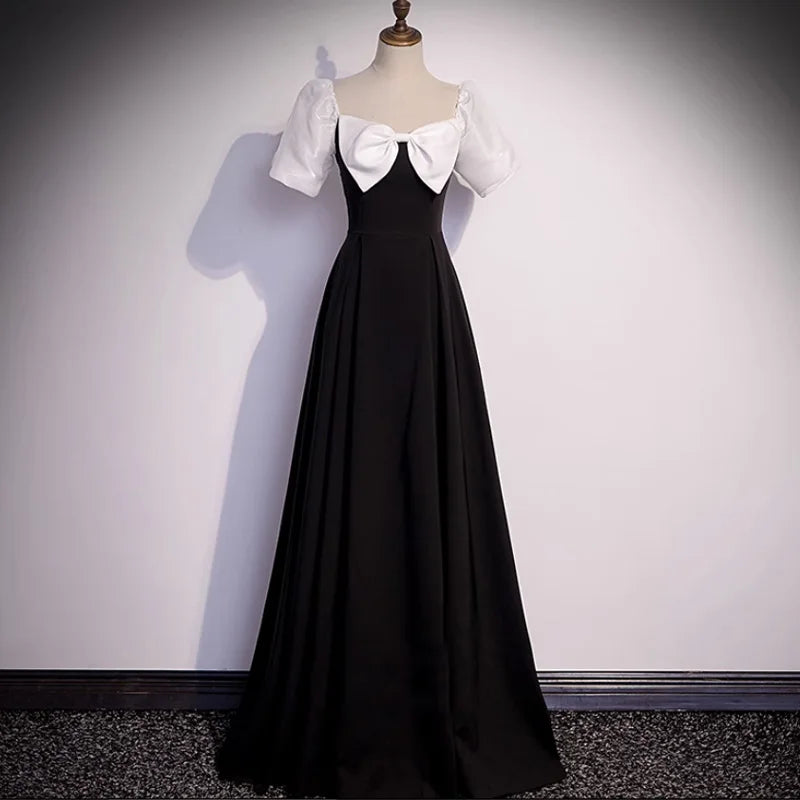 fitted lace wedding dress A-Line V Neck Black Long Prom Dress Floral Evening Dress PSK431 US4 / Custom Color main image 1