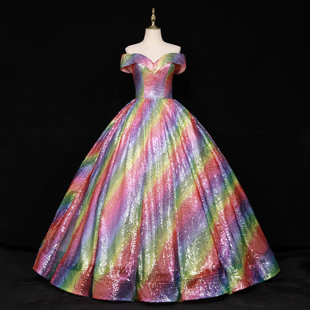 knee length dresses for ladies Plus Size Rainbow Sequin Dress