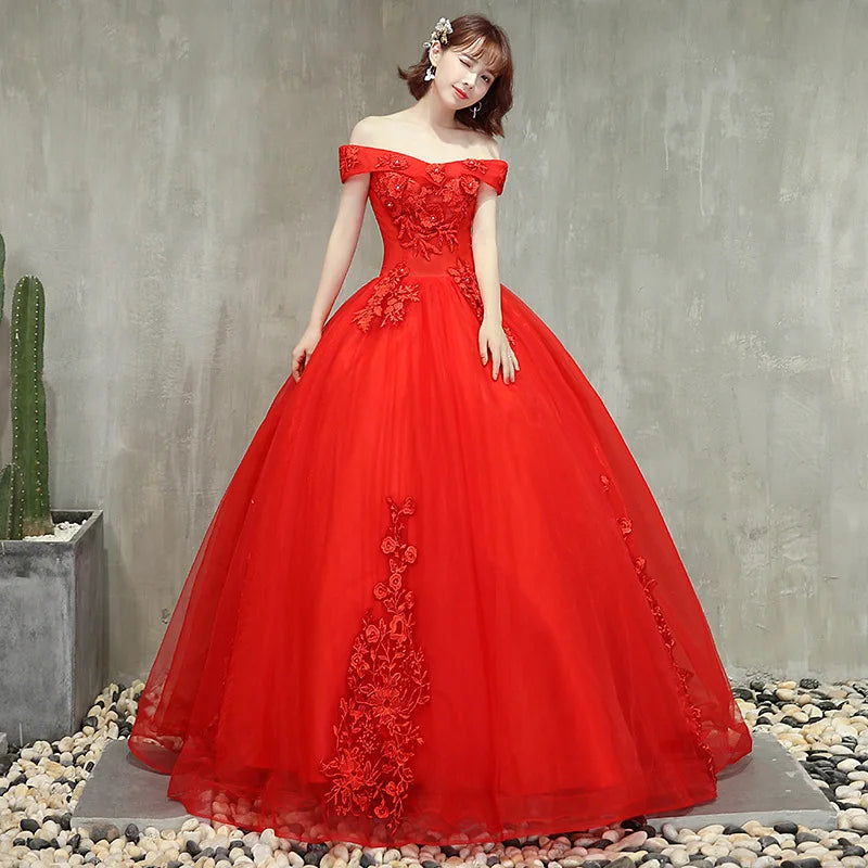 floral red prom dress Andrea & Leo A1326 Long Floral A Line Formal Prom Dress