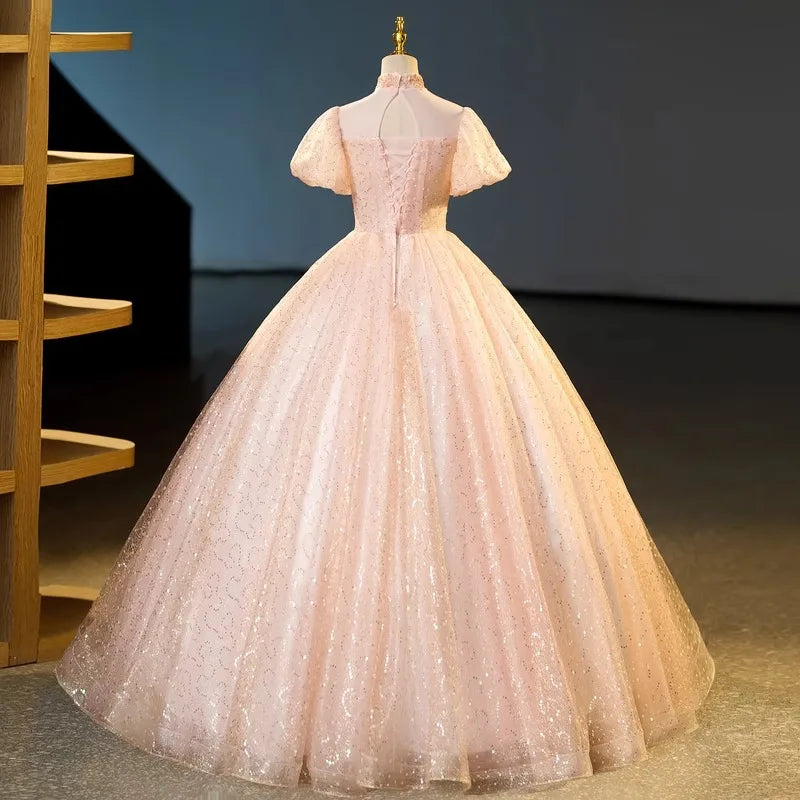 Fairy-inspired Glittering Pink Ball Gown Dress 2025 Prom Dresses Long For Women