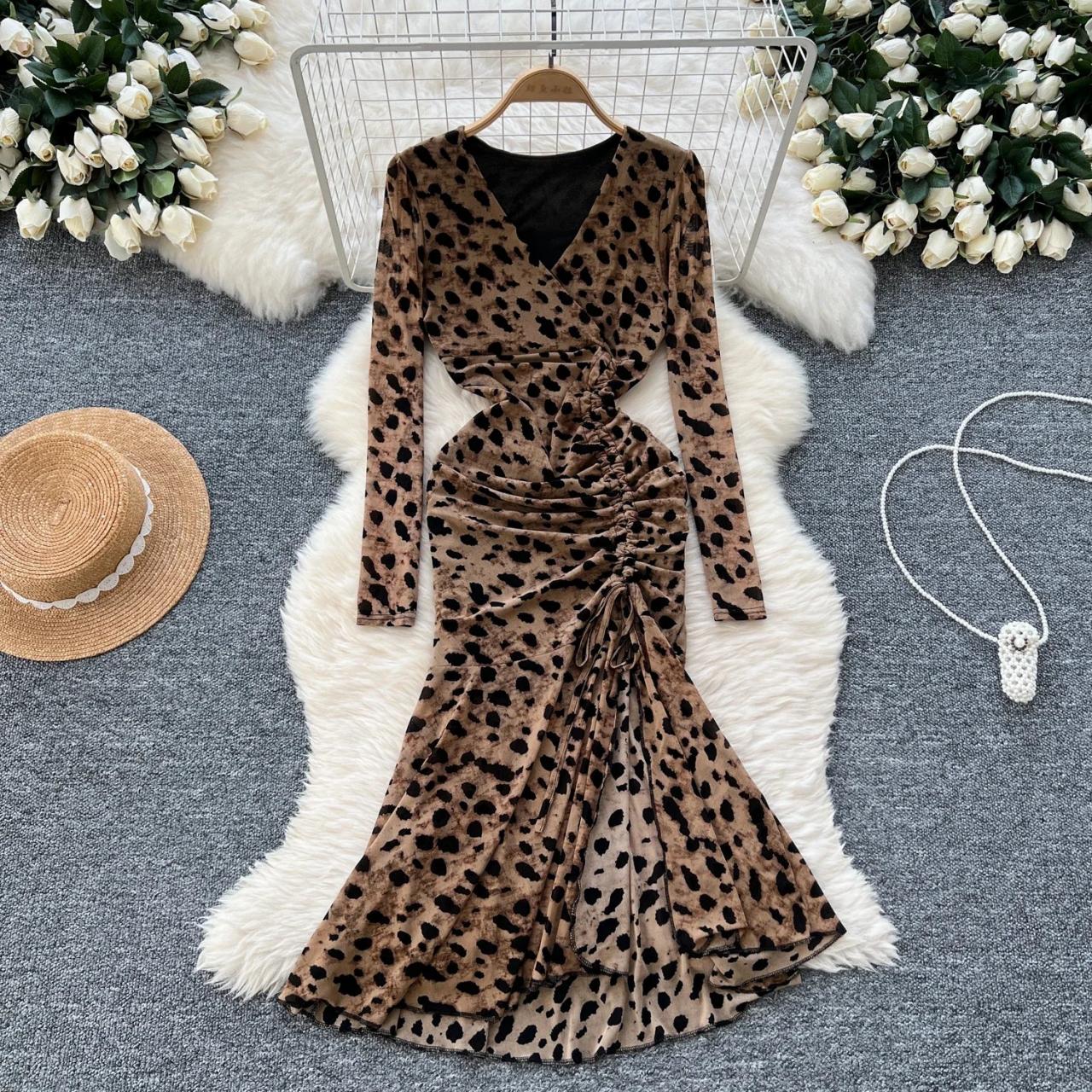 vintage printed v-neck long-sleeve elegant dress Puyaiuu Multi Tone Vintage Floral Print Deep V Neck Long Sleeve Pleated  Maxi Dress For Women Elegant Belted Waist Flowy Chiffon Boho Wedding Guest Formal  Dress Gift