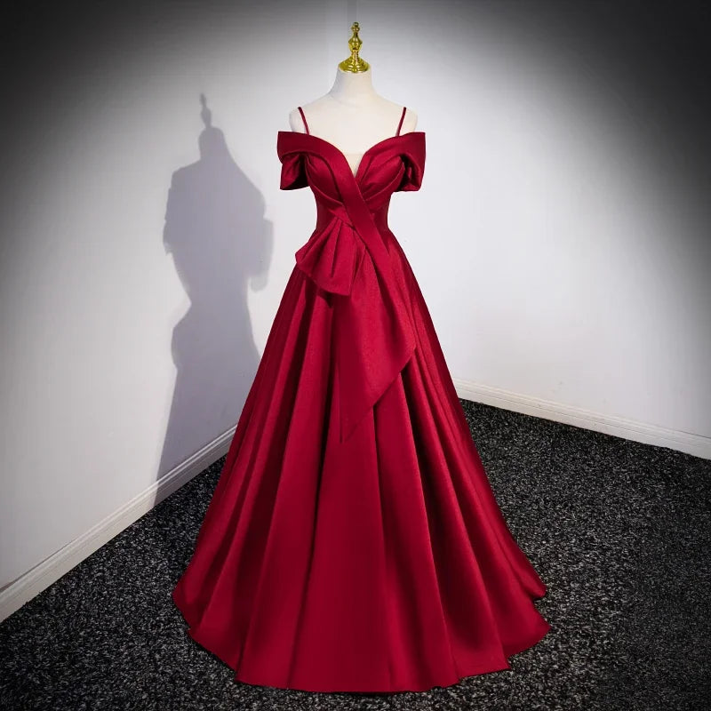 Off-shoulder Red Formal Gown With Flowing Skirt 2025 Prom Dresses Long on  Luulla