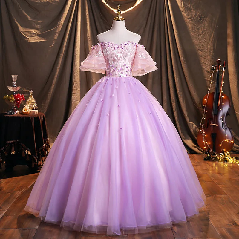 Off-Shoulder Floral Princess Ball Gown Dress 2025 Prom Dresses Long