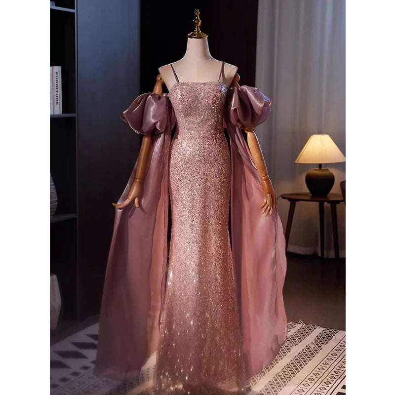 slim fit dress slacks One Shoulder Cape Sleeve Embellished Dress – Mac Duggal main image 1