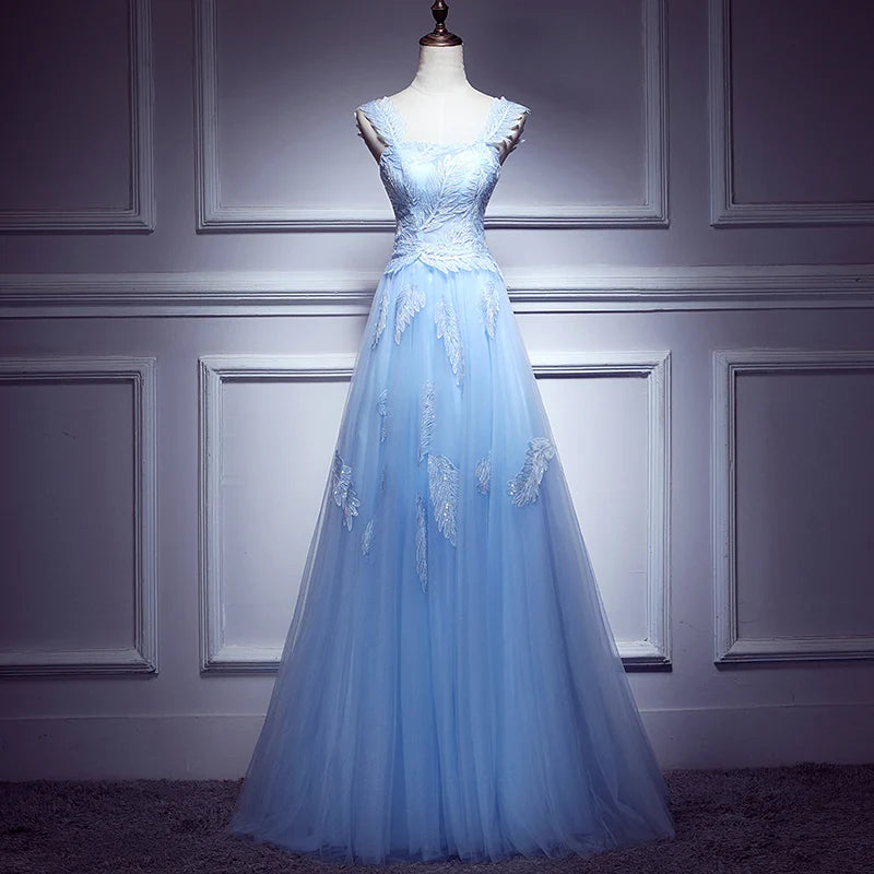 Light Blue Prom Dresses Long 2025 Delicate Blue Sleeveless Lace Mesh Gown  Dress on Luulla