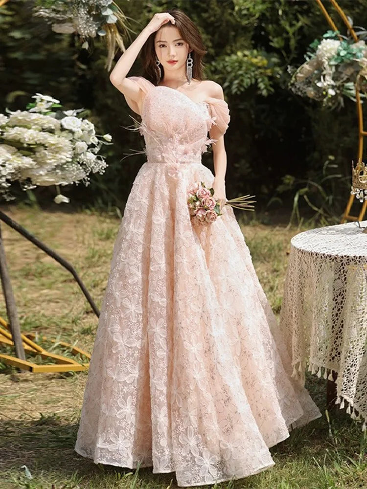 Floral Lace Off-shoulder Formal Evening Gown