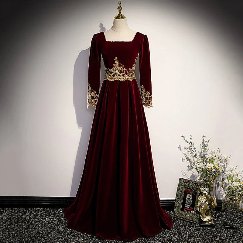 deep burgundy velvet dress Burgundy Lace Satin Maxi Dress – self-portrait-US main image 0