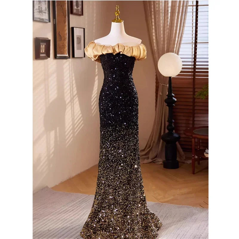 gold black ombre dress Haven Gold & Black Ombre Sequin Midi Dress – Girl In Mind main image 0