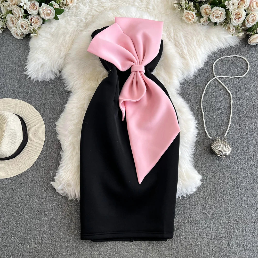 blue dress for baby girl Flore Black Crystal Straps Backless Gown With Bow