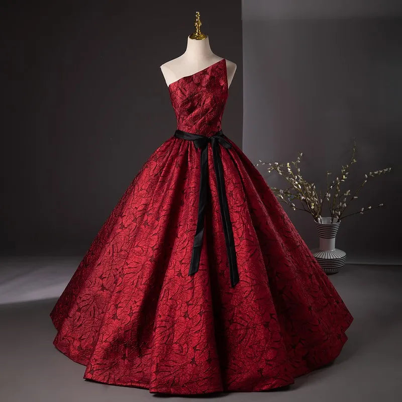 red and black one shoulder dress Gothic one-shoulder dress main image 0